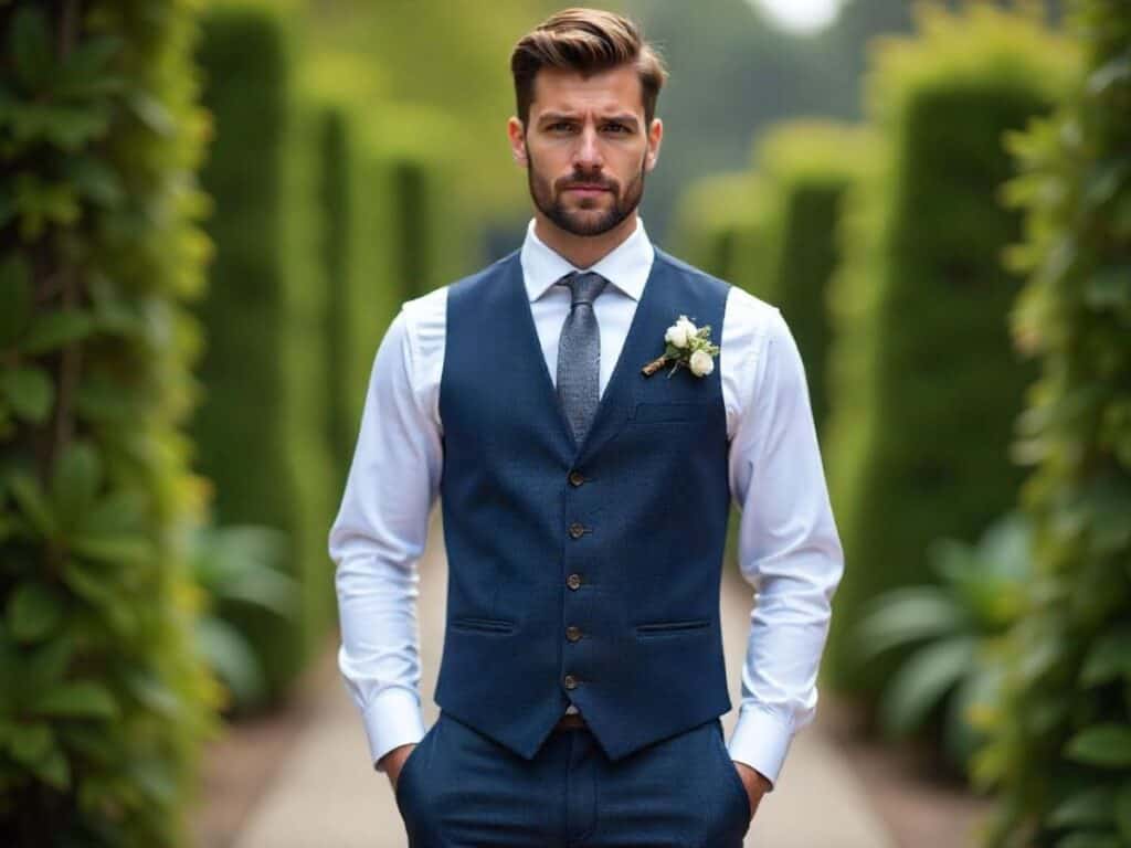 Dress Shirt with a Vest and Trousers