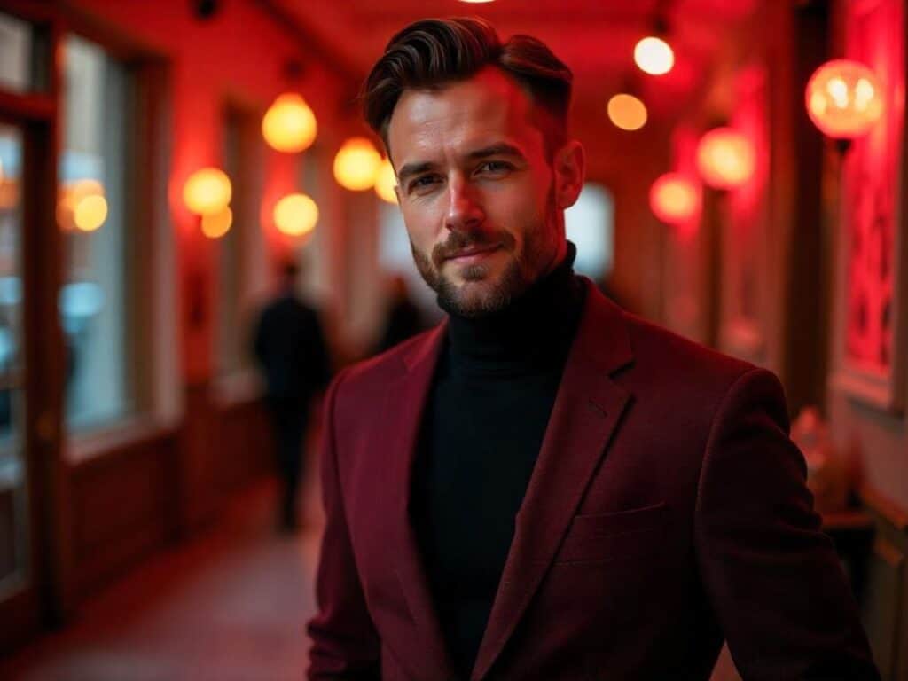 Turtleneck and Suit Combination