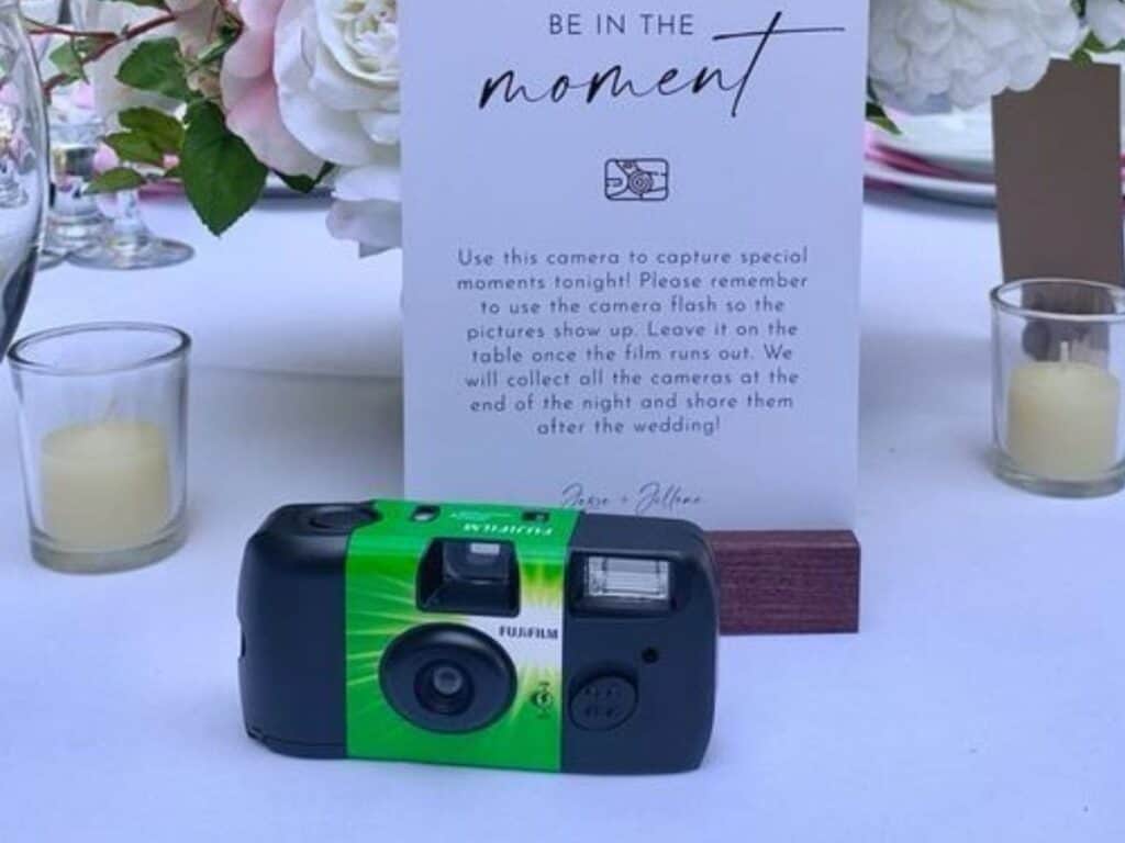 Disposable cameras on each table