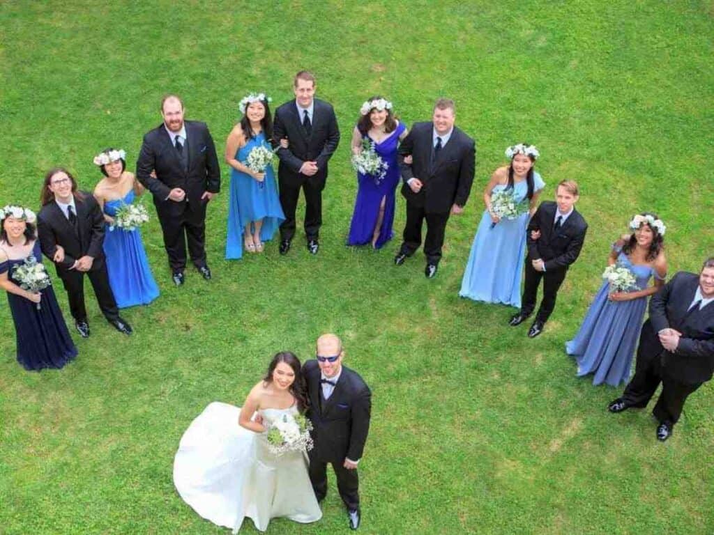 Drone photography for group shots
