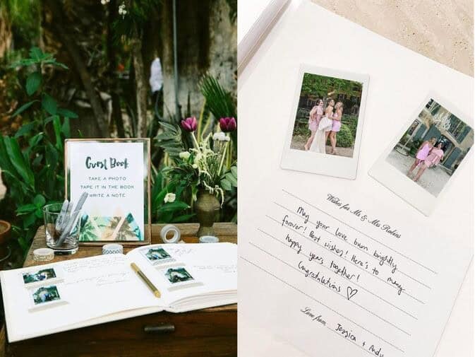 Scrapbook-making station with guest notes