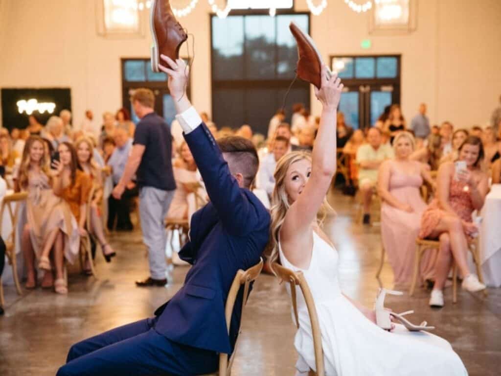 Shoe game with bride and groom