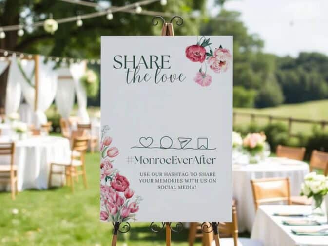 Wedding hashtag for social media sharing