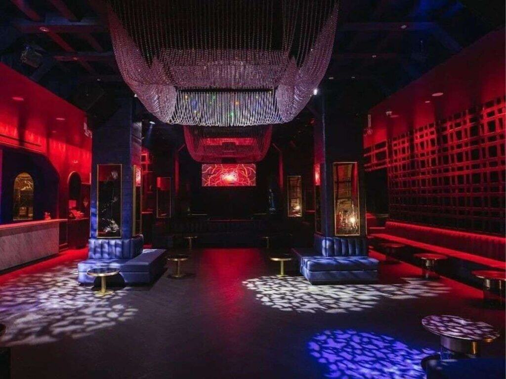 Private lounge or club for bachelor party.