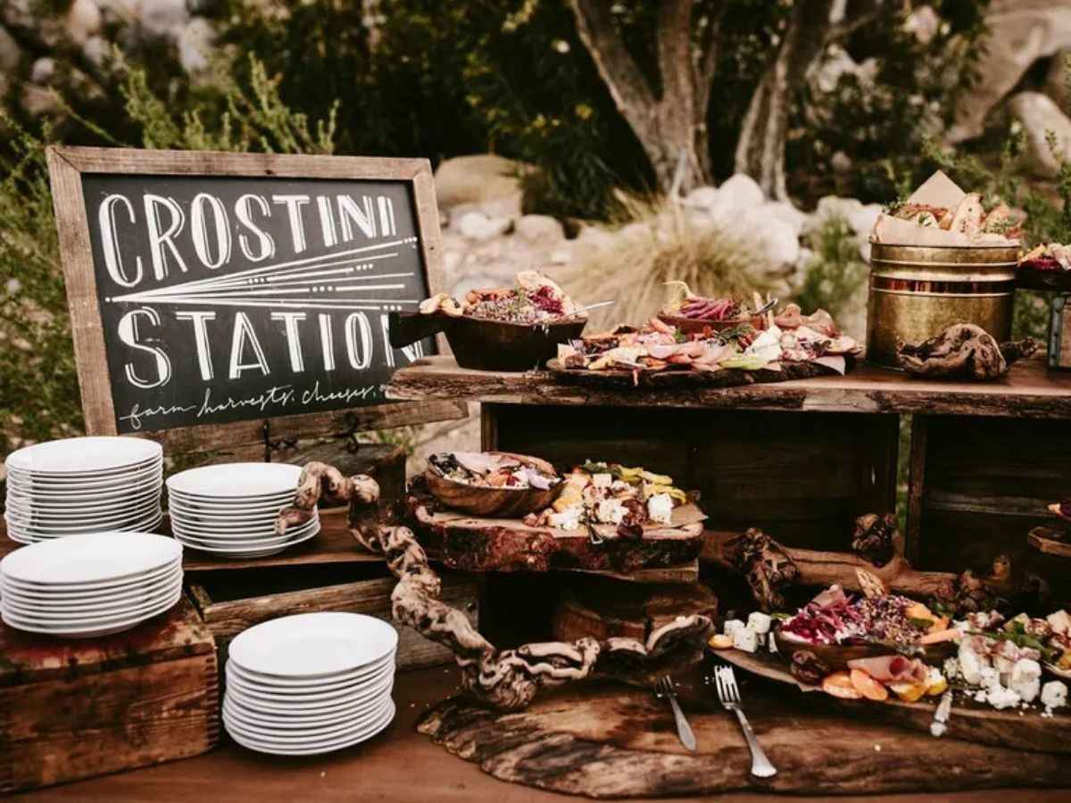 Crostini station for wedding catering