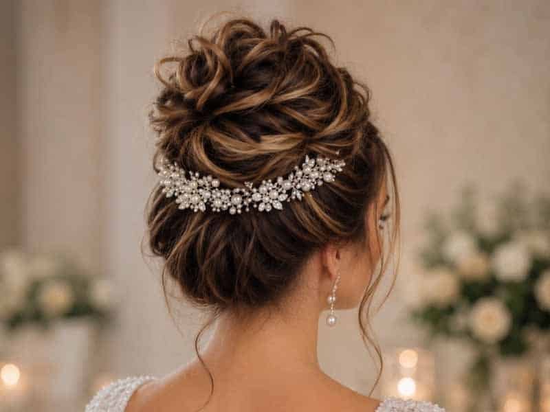 Ultra-realistic luxury bridal editorial photography of a beautif