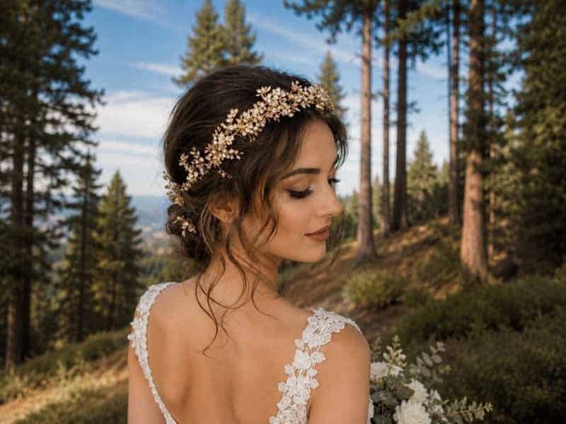 Ultra-realistic luxury bridal editorial photography of a beautif