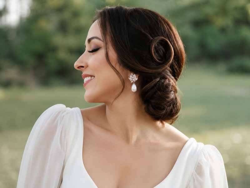 Ultra-realistic luxury bridal editorial photography of a beautif
