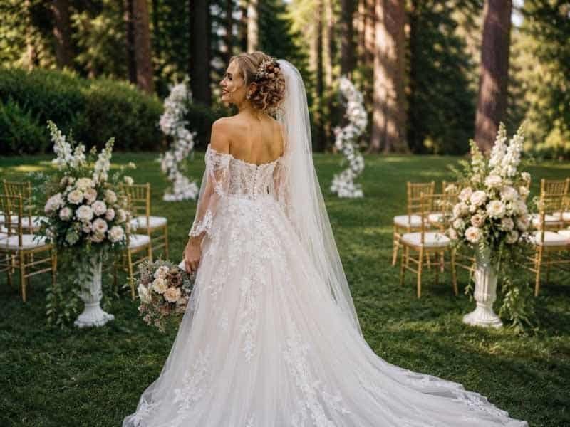Ultra-realistic luxury bridal editorial photography of a beautif