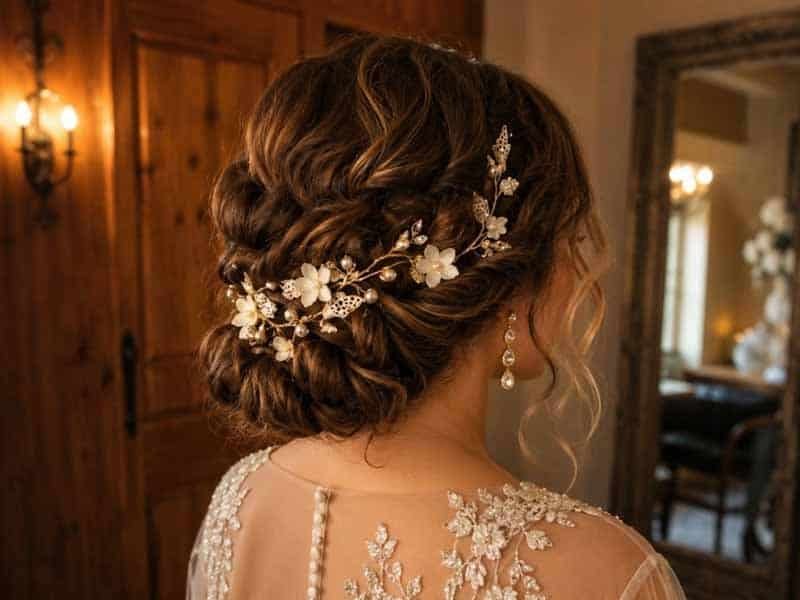 Ultra-realistic luxury bridal editorial photography of a beautif
