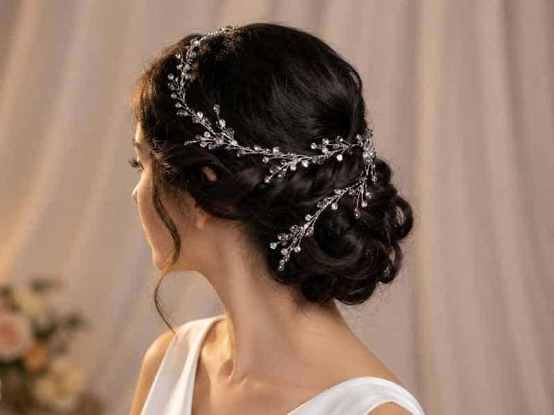 Ultra-realistic luxury bridal editorial photography of a beautif