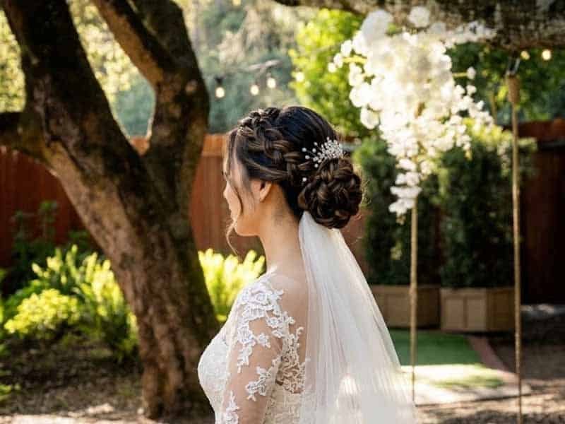 Ultra-realistic luxury bridal editorial photography of a beautif