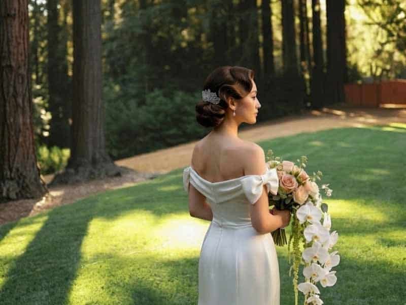 Ultra-realistic luxury bridal editorial photography of a beautif