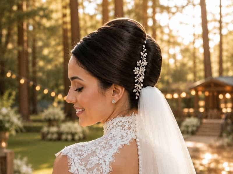 Ultra-realistic luxury bridal editorial photography of a beautif