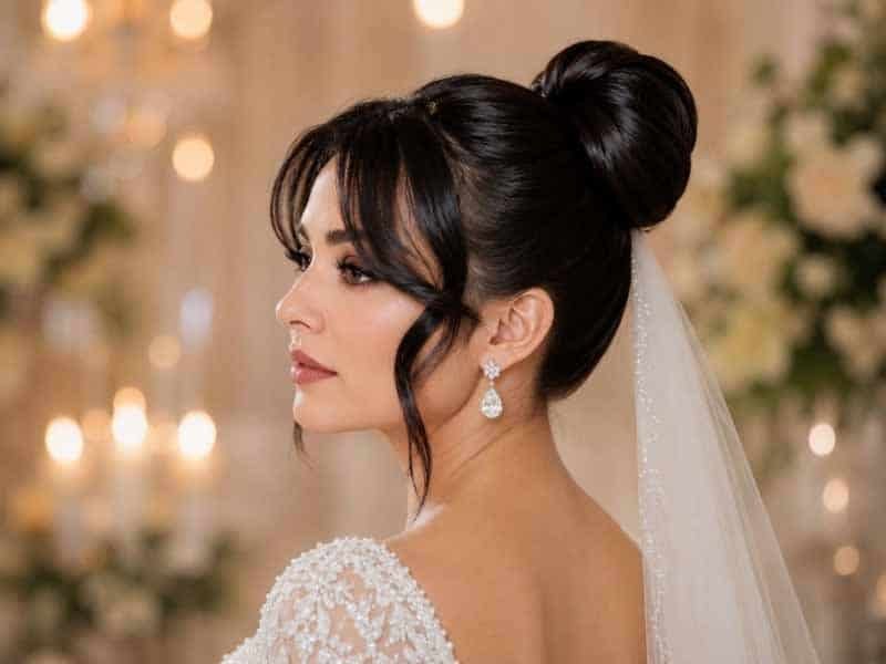 Ultra-realistic luxury bridal editorial photography of a beautif