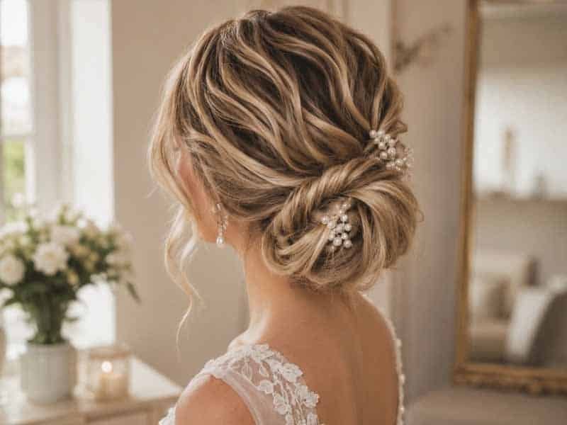 Ultra-realistic luxury bridal editorial photography of a beautif