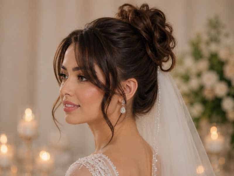 Ultra-realistic luxury bridal editorial photography of a beautif