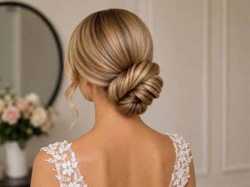 Ultra-realistic luxury bridal editorial photography of a beautif