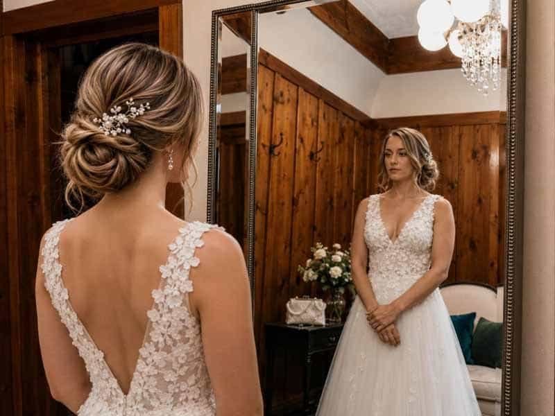 Ultra-realistic luxury bridal editorial photography of a beautif