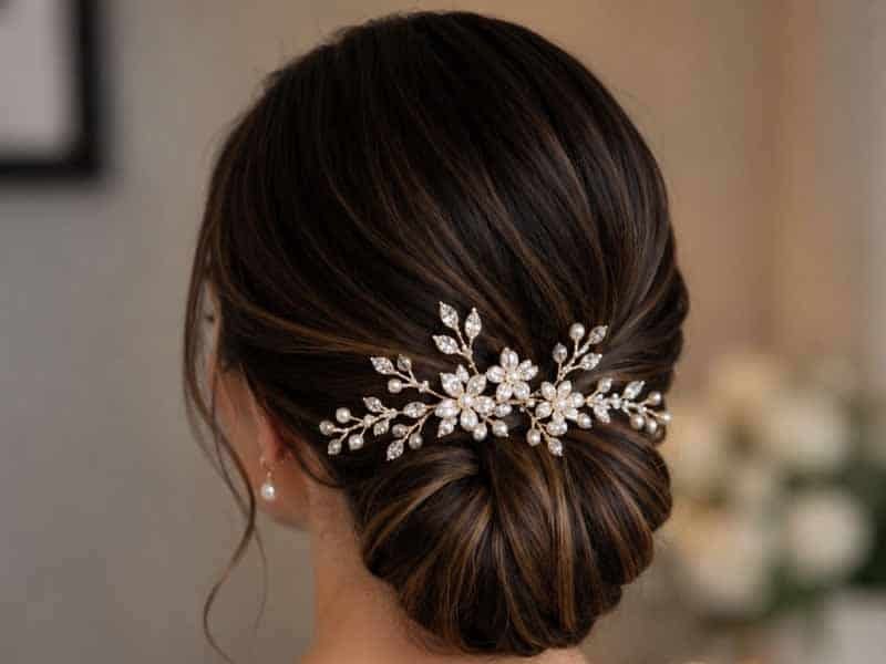 Ultra-realistic luxury bridal editorial photography of a beautif