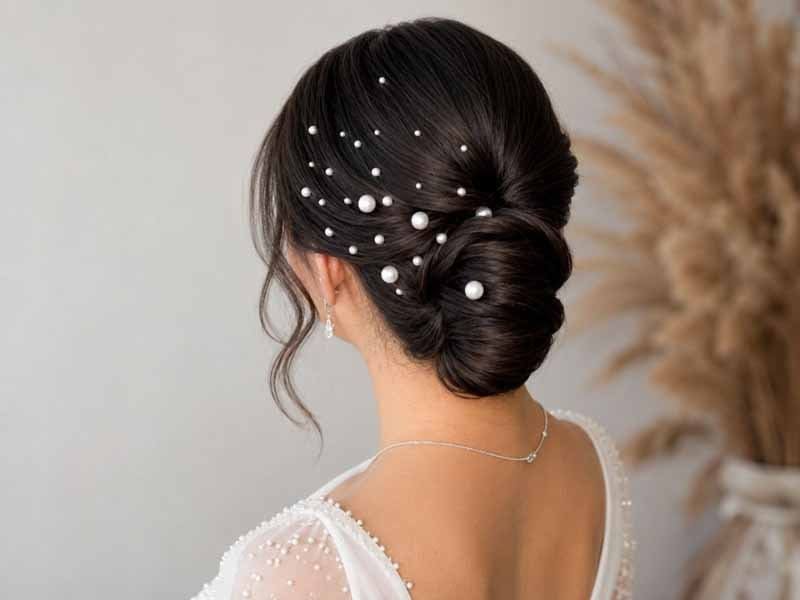Ultra-realistic luxury bridal editorial photography of a beautif