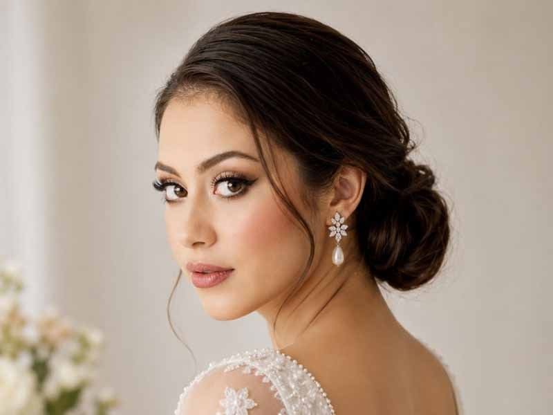 Ultra-realistic luxury bridal editorial photography of a beautif